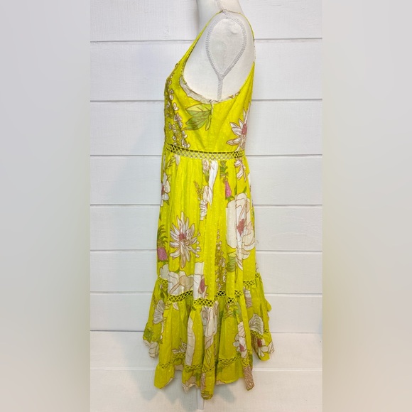 Farm Rio NWT Neon Garden Cotton Midi Dress Floral Summer Yellow Sz XS $235 - Picture 12 of 15